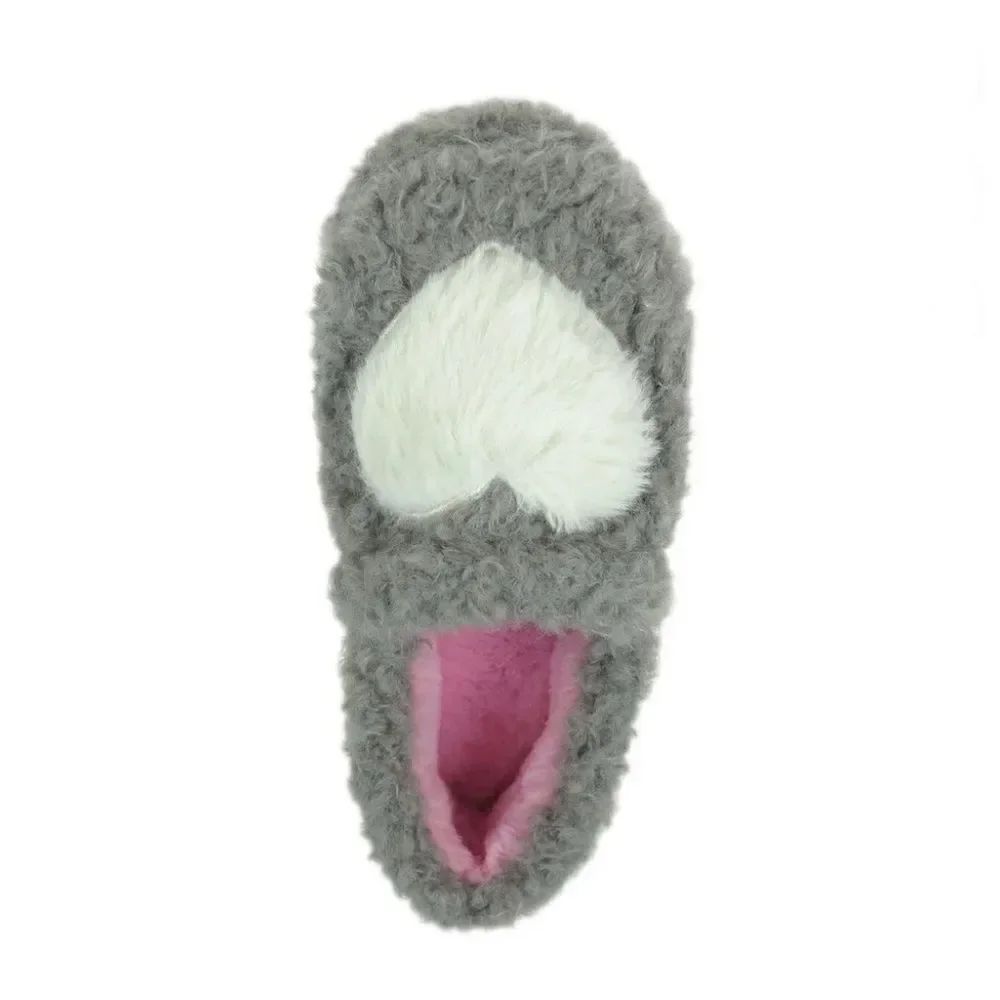 Little Girls Sherpa Faux Fur Fuzzy Heart Slippers Shoes Size 13/1